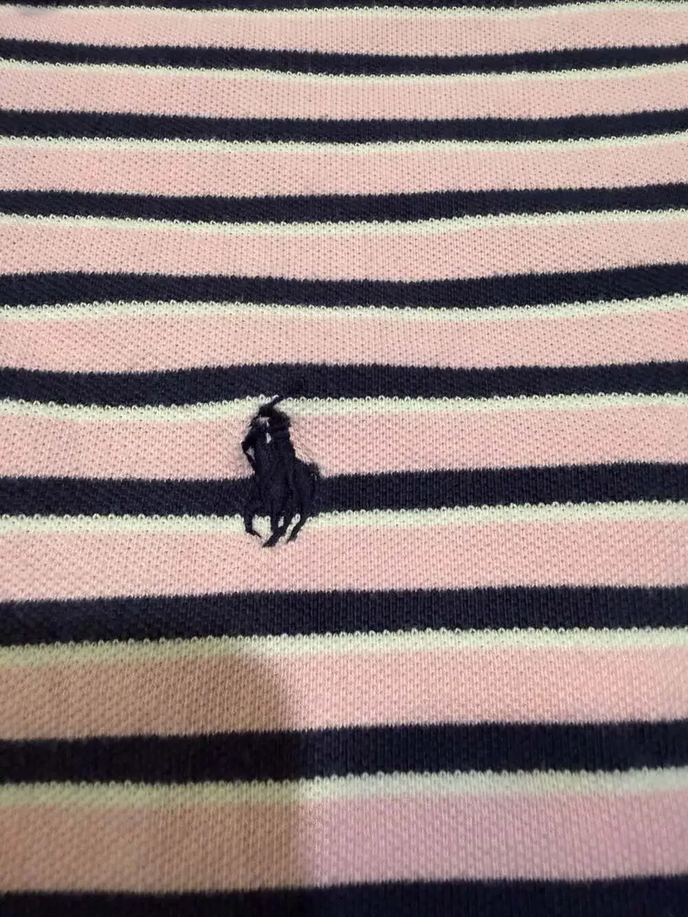Polo Ralph Lauren Pink and Navy Striped Cotton Polo Shirt